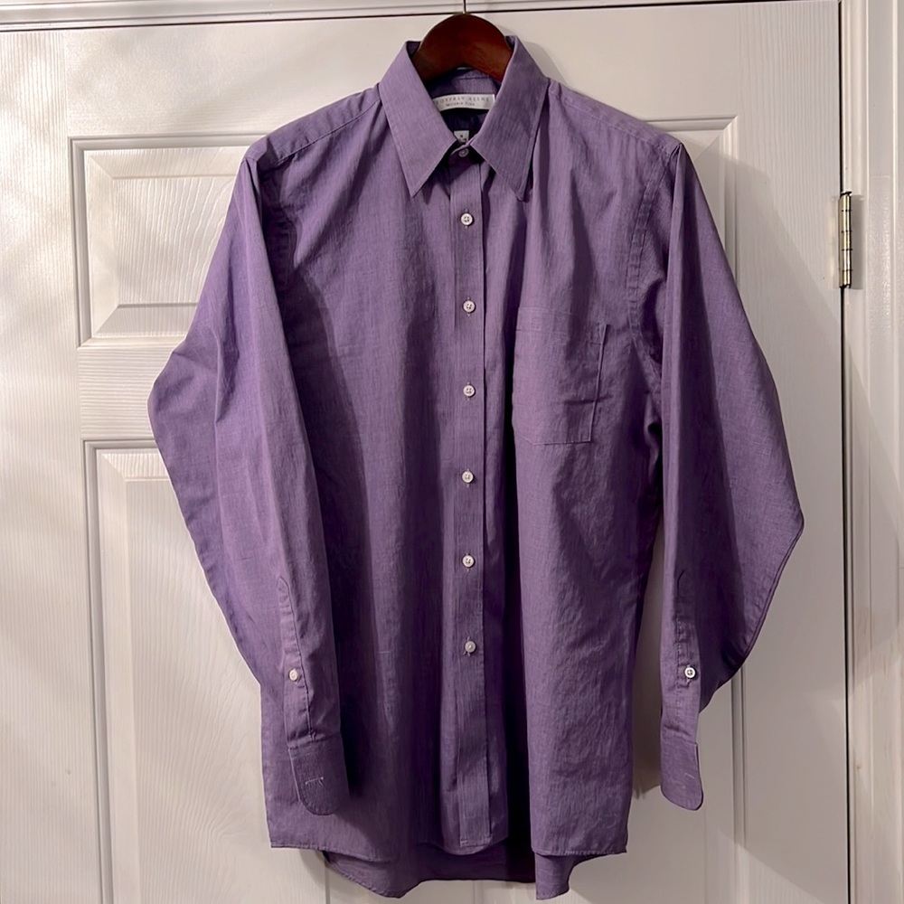 Geoffrey Beene long sleeve button up shirt. Size 16x34/35. Purple